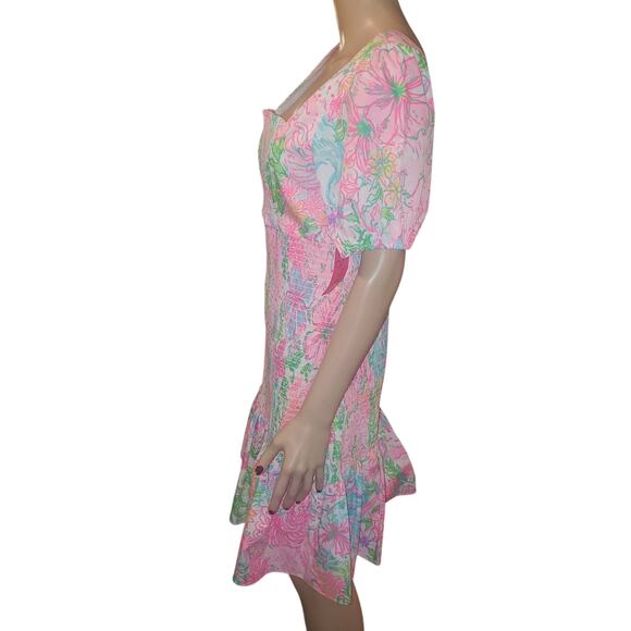 NEW Lilly Pulitzer Size L Evelina Smocked Shift Dress in Multi Paradise Found - Picture 5 of 12